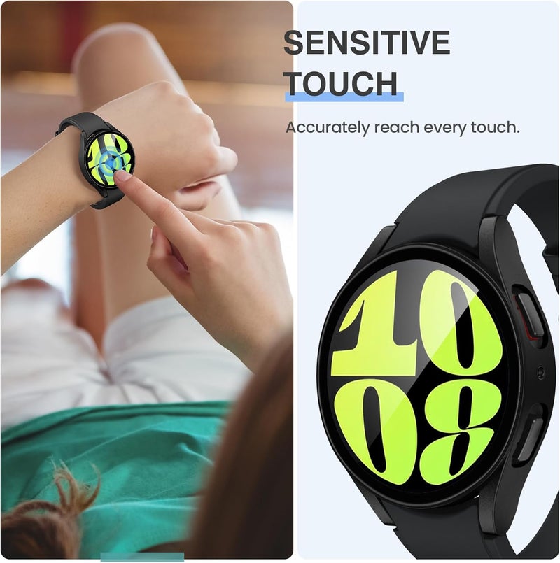 Tensea [2Pack] for Samsung Galaxy Watch 6 2023 Screen Protector Case 40mm Accessories, Protective Face Cover for 40 mm, Hard Bumper Built-in Tempered Glass Film for Women Men (40mm, Matte Black) - Image 5